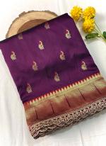 Paithani Silk Purple Festival Wear Weaving Saree